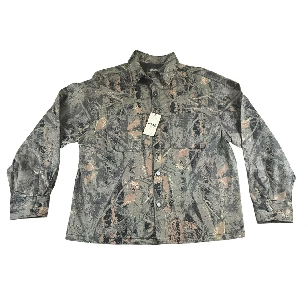 NOMAD Camo Shirt Jacket Men's L Snap Button Workwear Hunting Streetwear Canvas - Picture 1 of 9